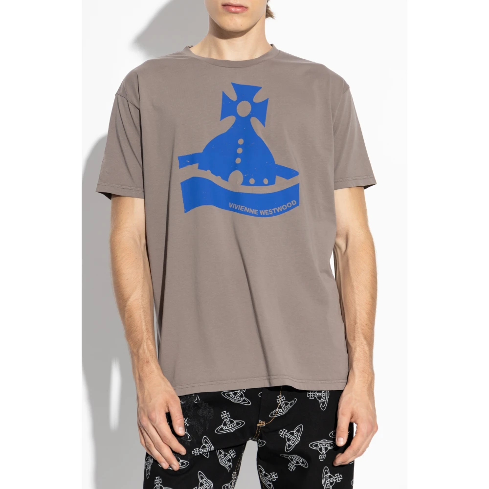 Vivienne Westwood T-shirt met logo Gray Heren