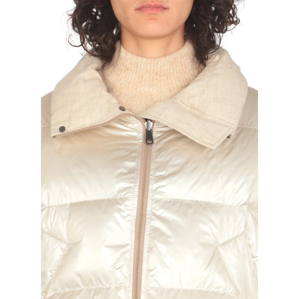 BRUNELLO CUCINELLI Gewatteerd Donsjack met Messing Detail Beige Dames