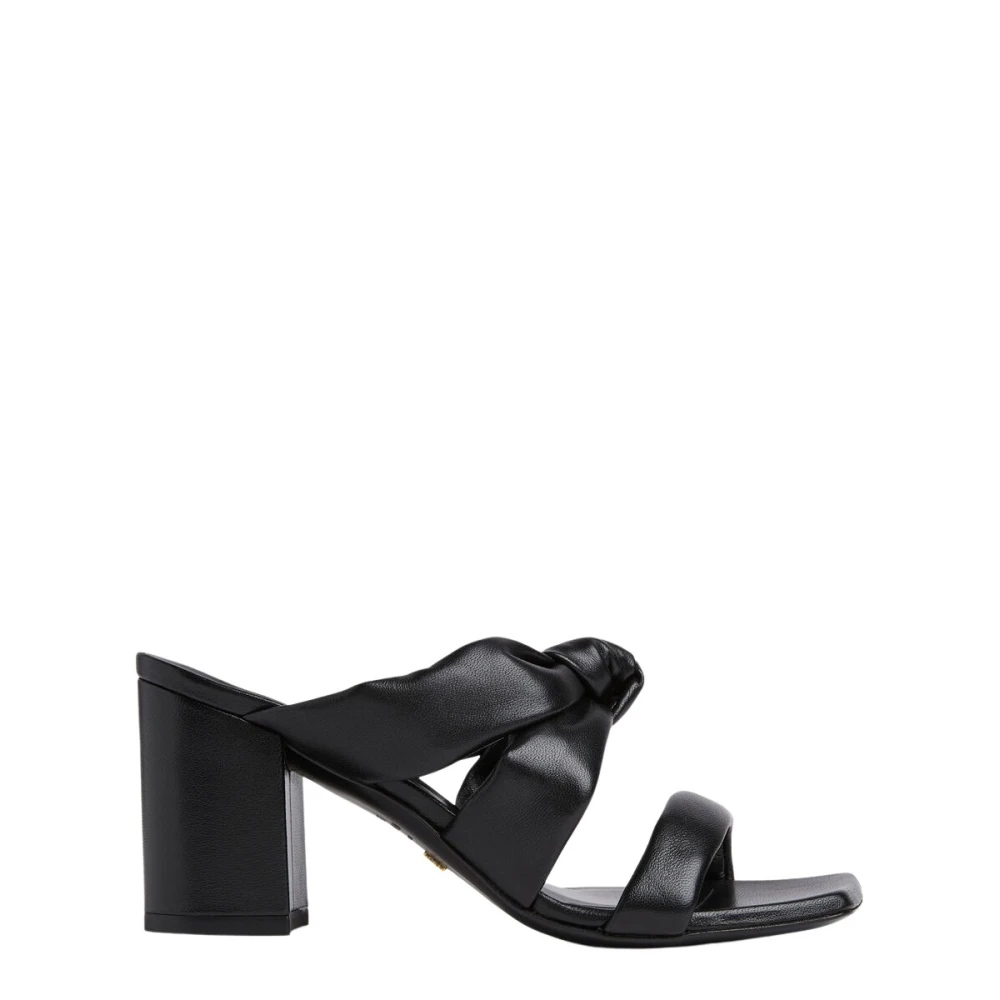 Stuart Weitzman Women's Black Heeled Mules, 4 Uk, Knot Block Slide Sandal