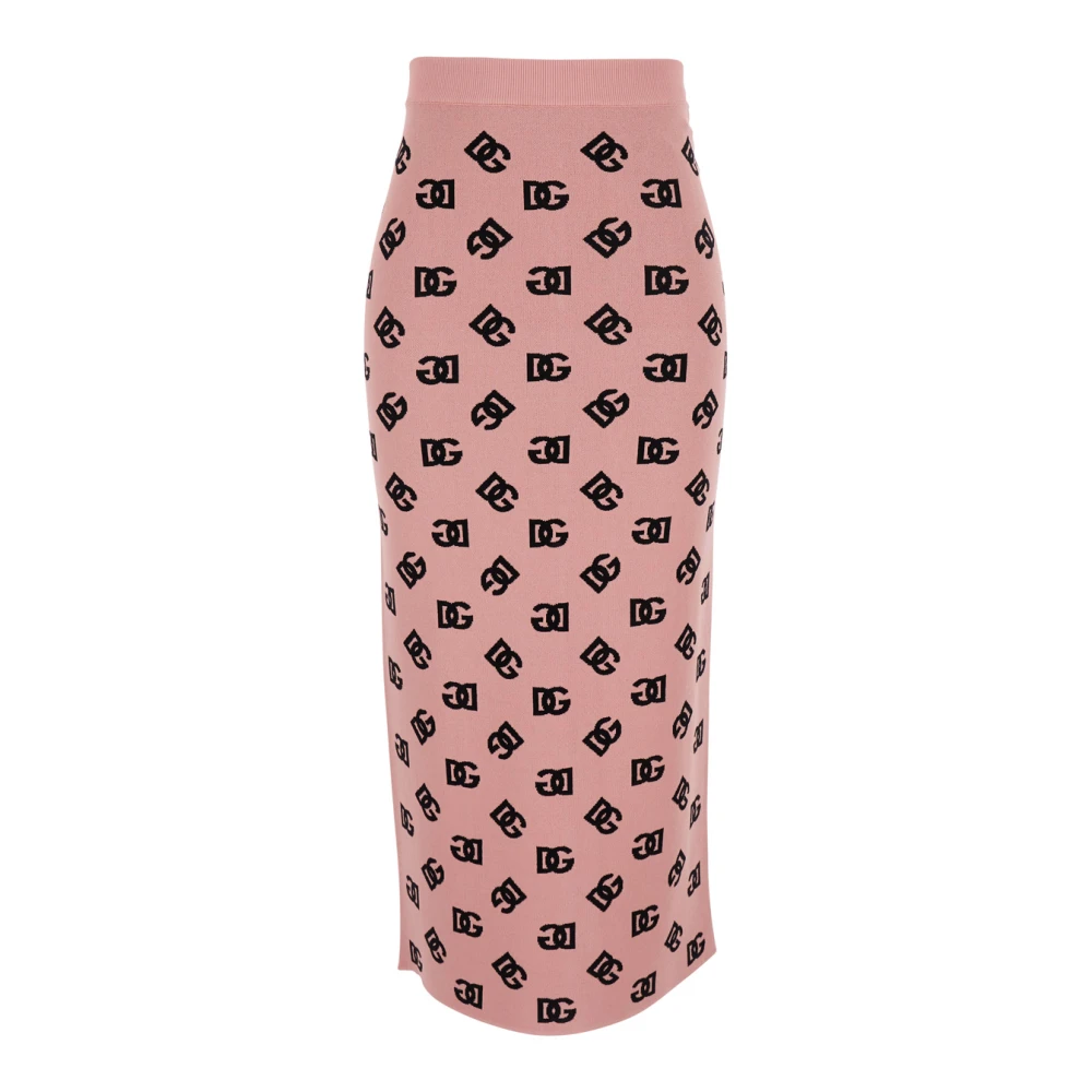 Dolce & Gabbana Roze potloodrok met all-over logoprint Pink Dames