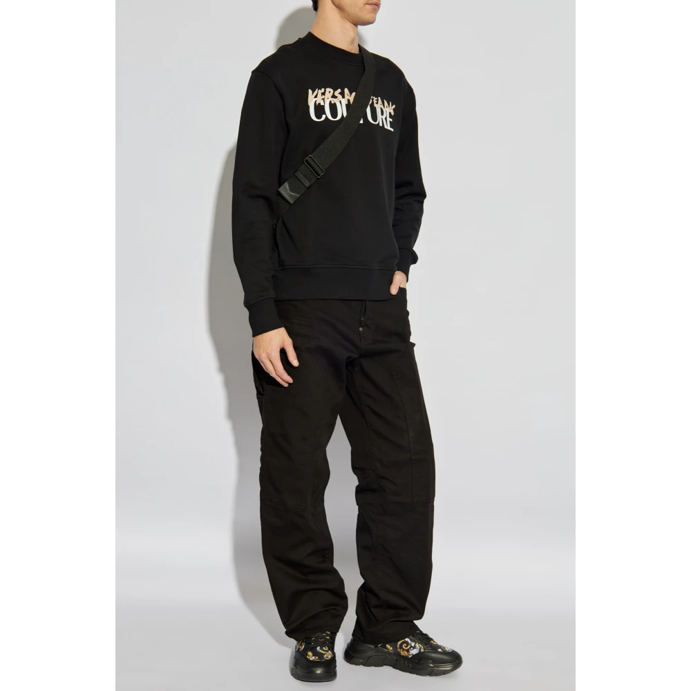 Versace Jeans Couture Sweatshirt met bedrukt logo Black Heren