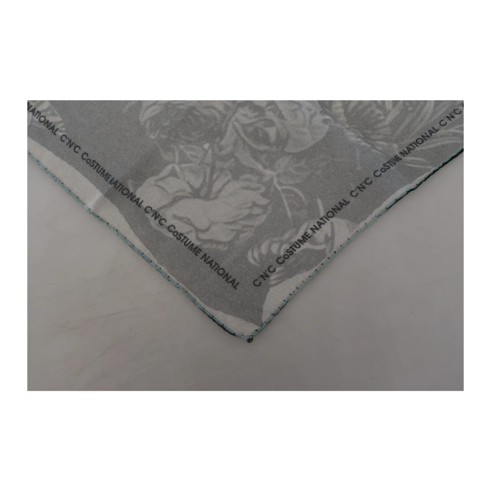Costume National Luxe Grijs Logo Vierkante Sjaal Gray Dames