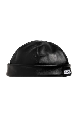 Läderkeps med logotypmärke