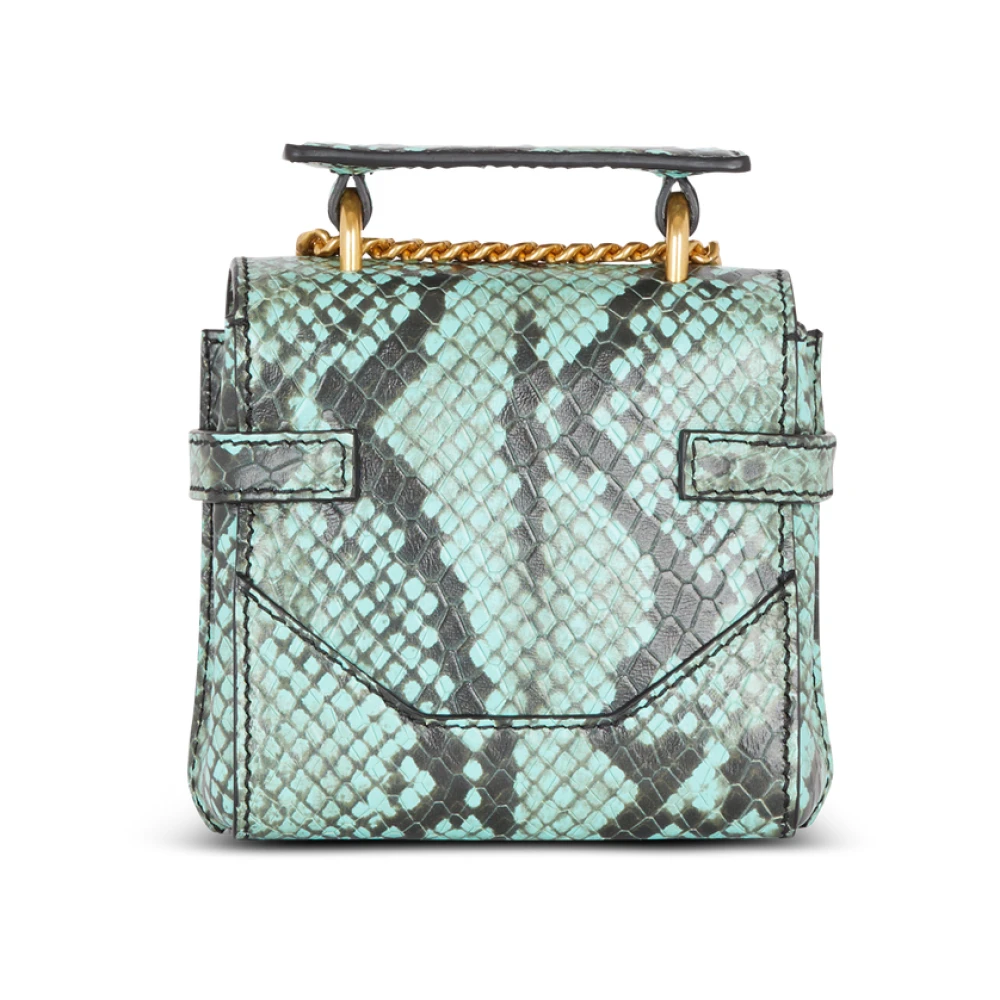 Balmain B-Buzz mini tas van slangenleer-effect Green Dames