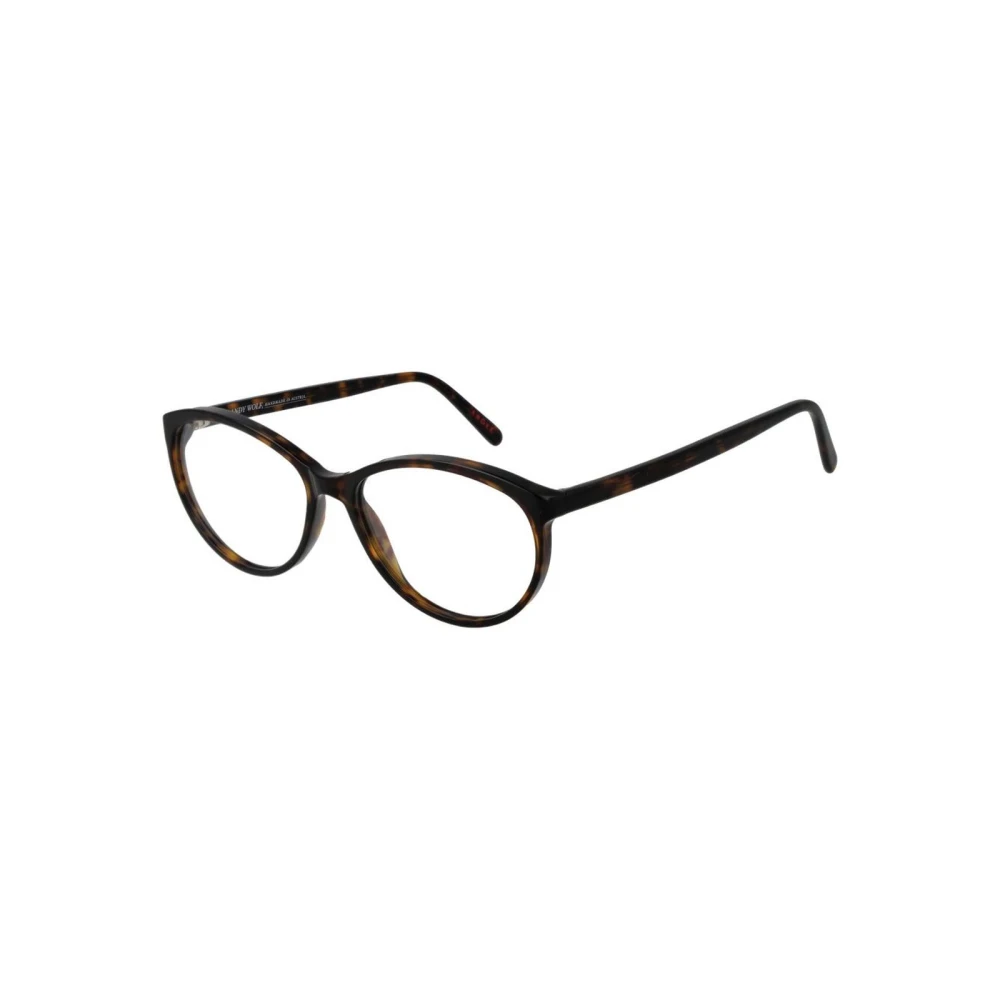 Andy Wolf Unisex Brown Oval Acetate Optical Frames