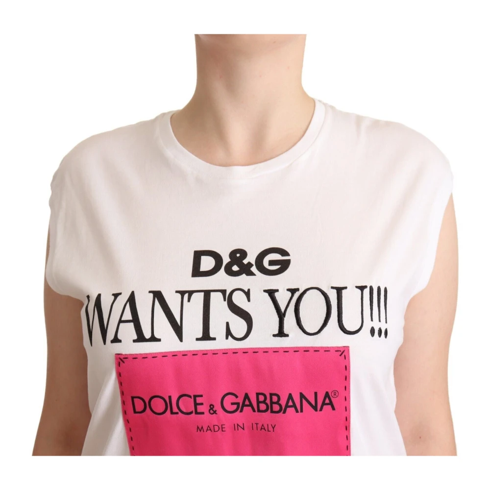Dolce & Gabbana Luxe Wit Katoenen Crew Neck Tee White Dames