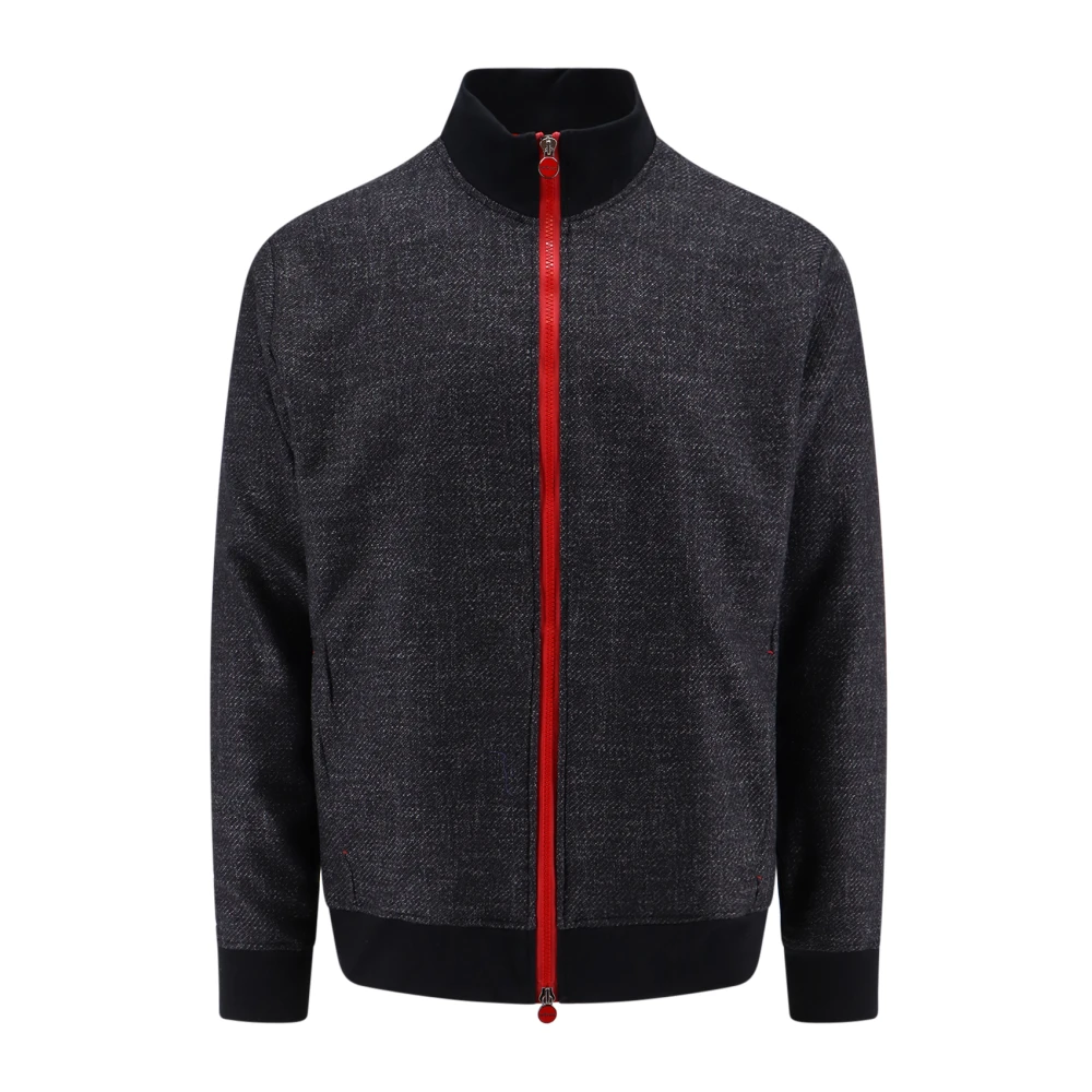 Kiton Luxe Wolmix Rits Sweatshirt Gray Heren