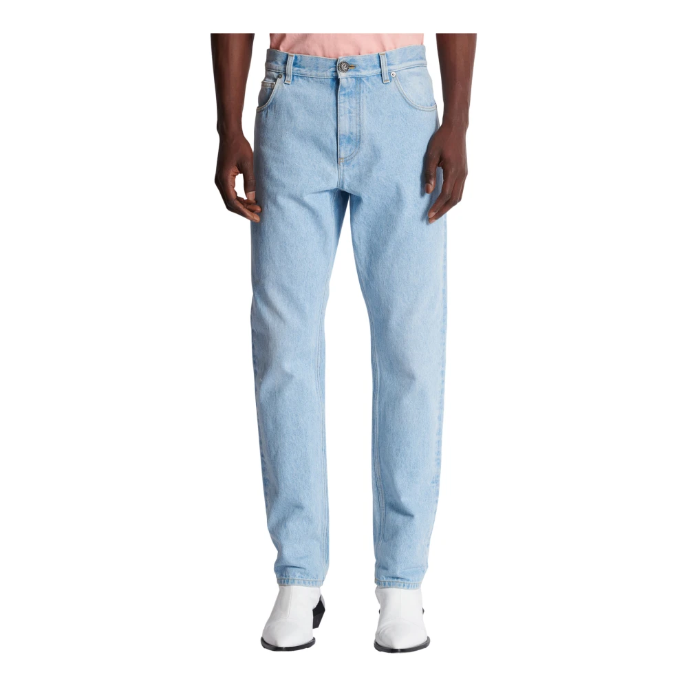 Balmain Lichtblauwe regular-fit denim jeans Blue Heren