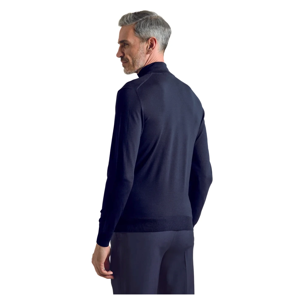 Colombo Blauwe Wol Half-Zip Sweater Blue Heren