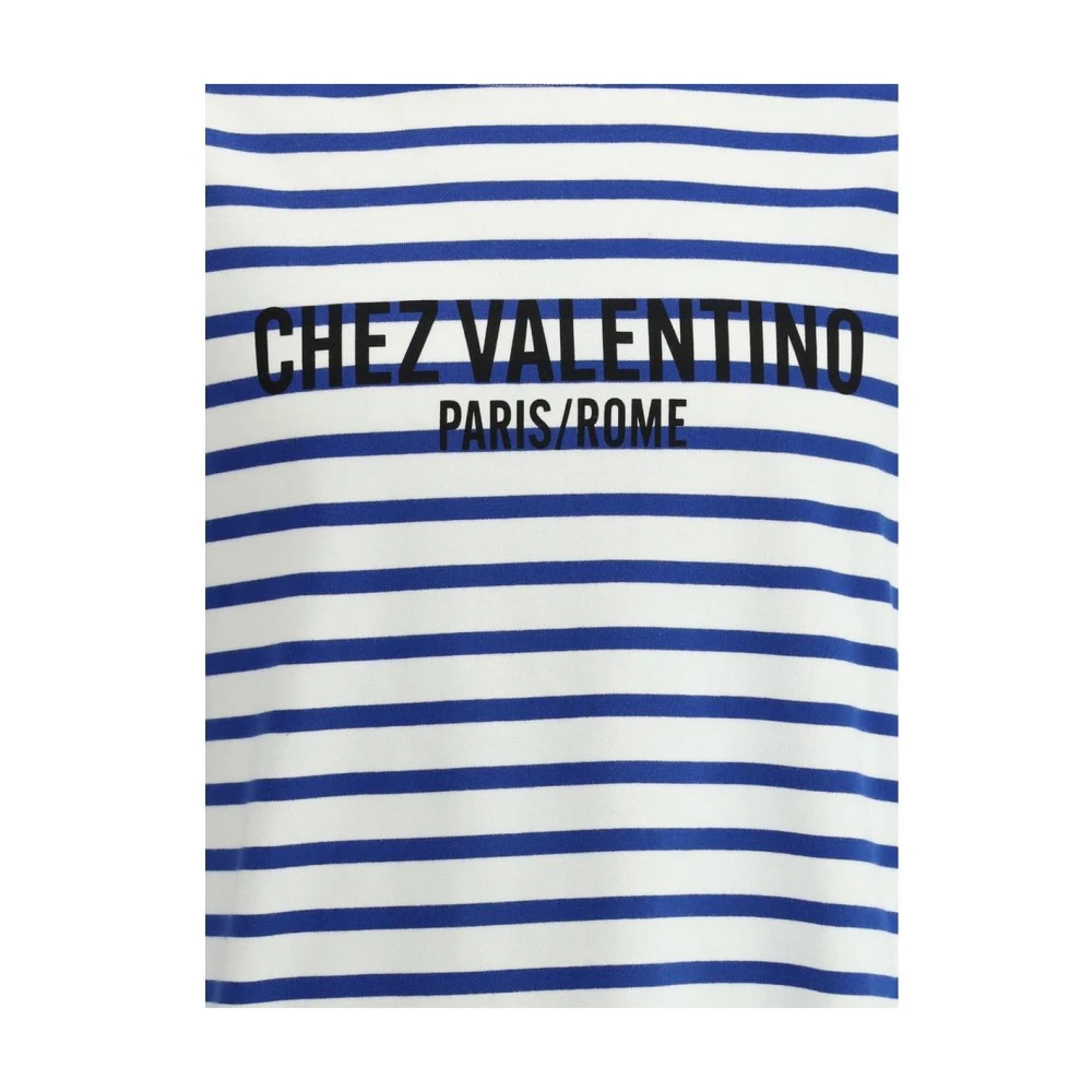 Valentino Gestreept T-shirt met bootnek en iconisch logo Multicolor Heren