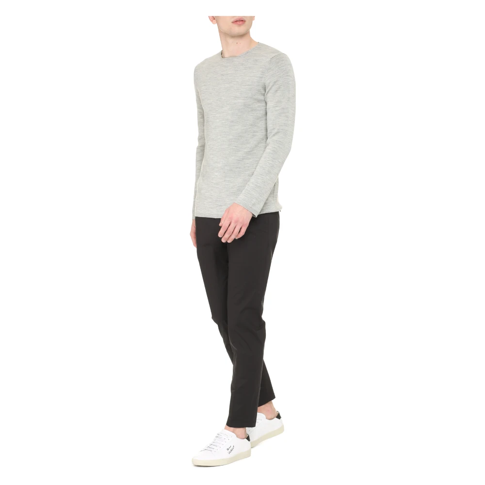 Comme des Garçons Geribbelde Crew-neck Sweater Gray Heren