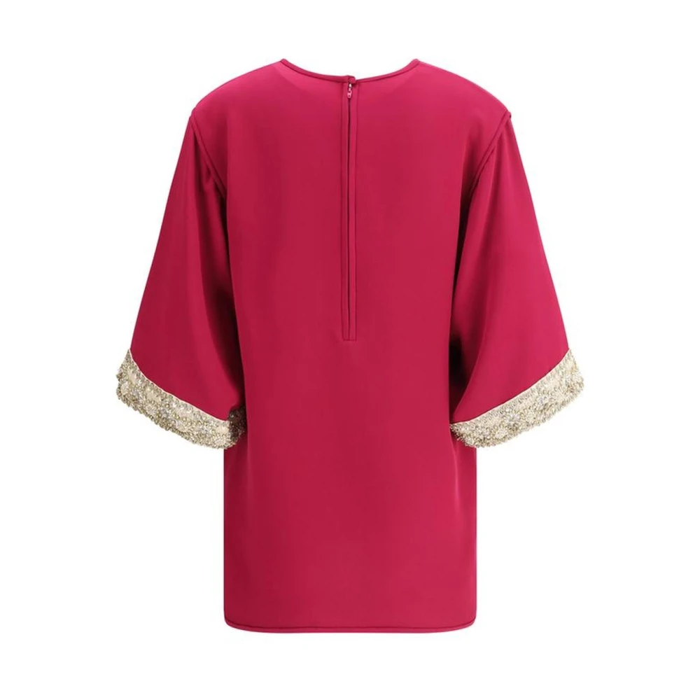 Valentino Geborduurde flared mouwen met parels en kralen Pink Dames