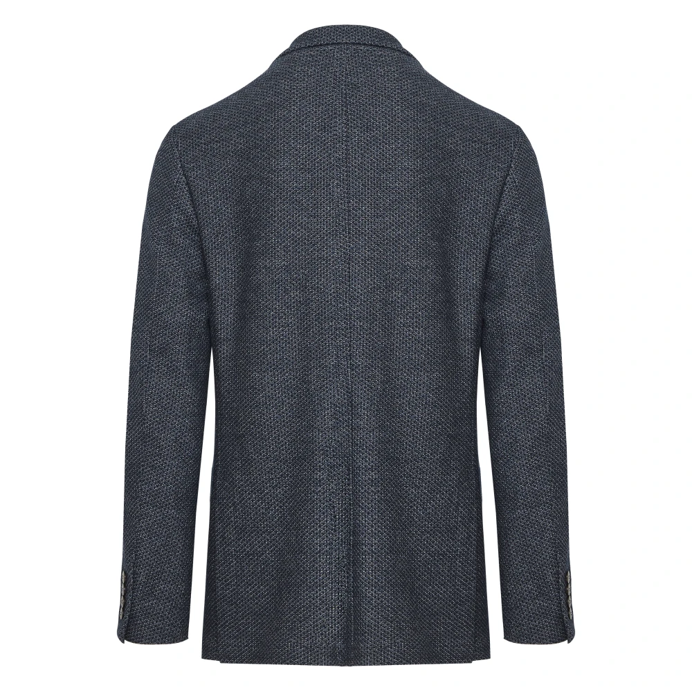 Canali Italiaanse Katoen Wol Jas met Knopen Blue Heren