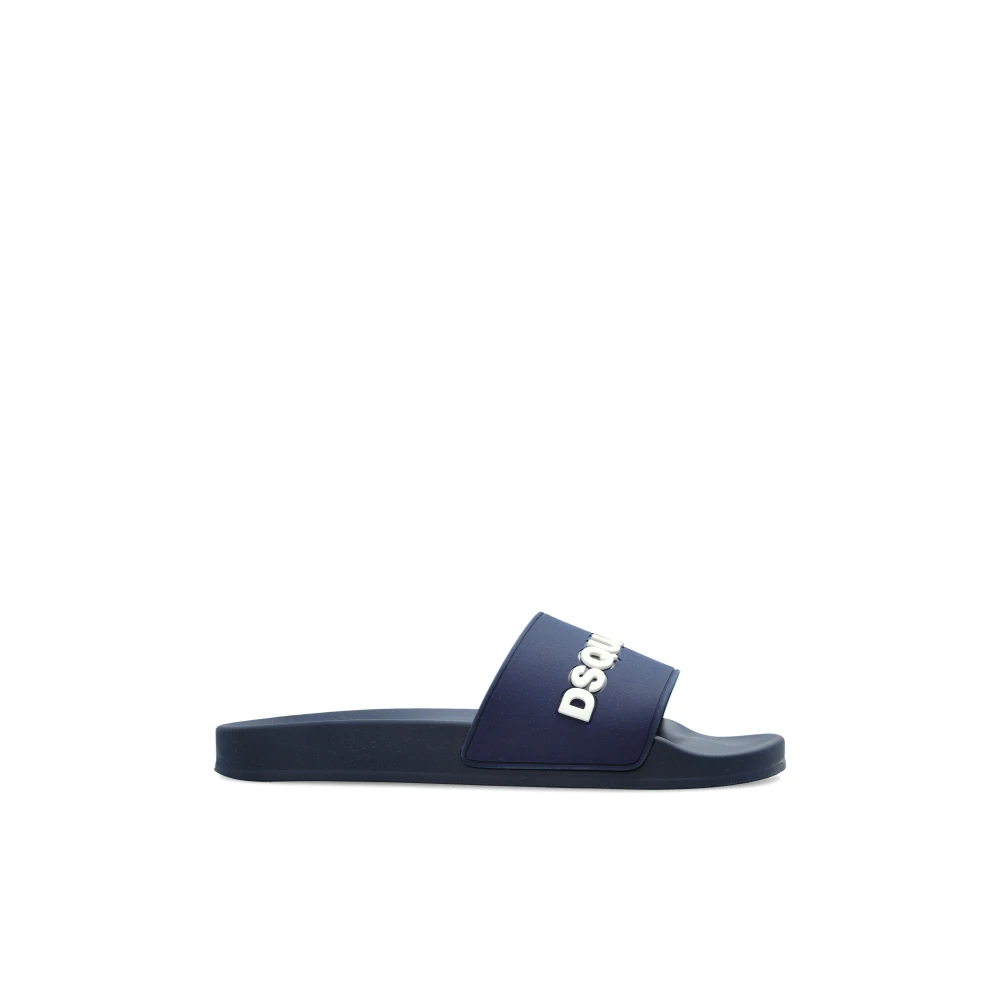 Dsquared2 Men's Blue Slides With Logo - Sliders - 7 Uk - Shoes