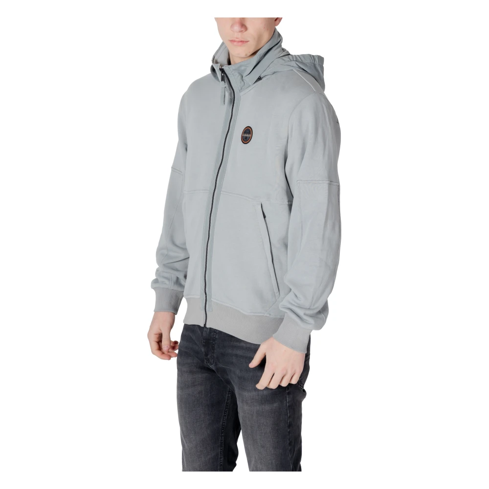 Napapijri Grijze Zip-Up Hoodie met Zakken Gray Heren