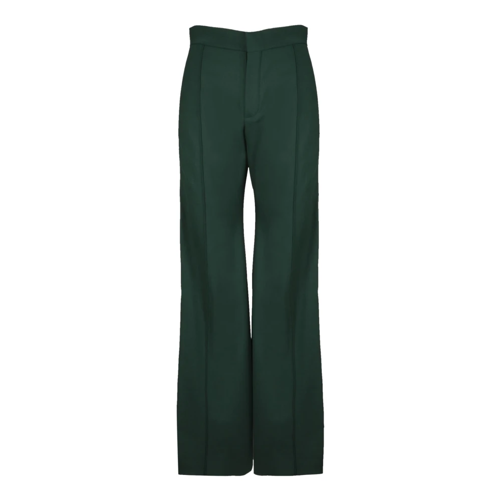 Chloé Zijden Canvas Wijde Pijp Broek Green Dames
