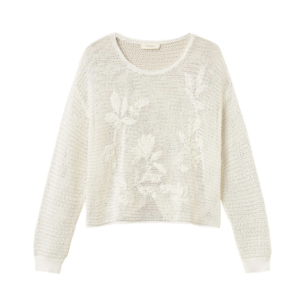 Twinset Women's White Round-Neck Knitwear - Round-Neck Knitwear - S - Knitwear