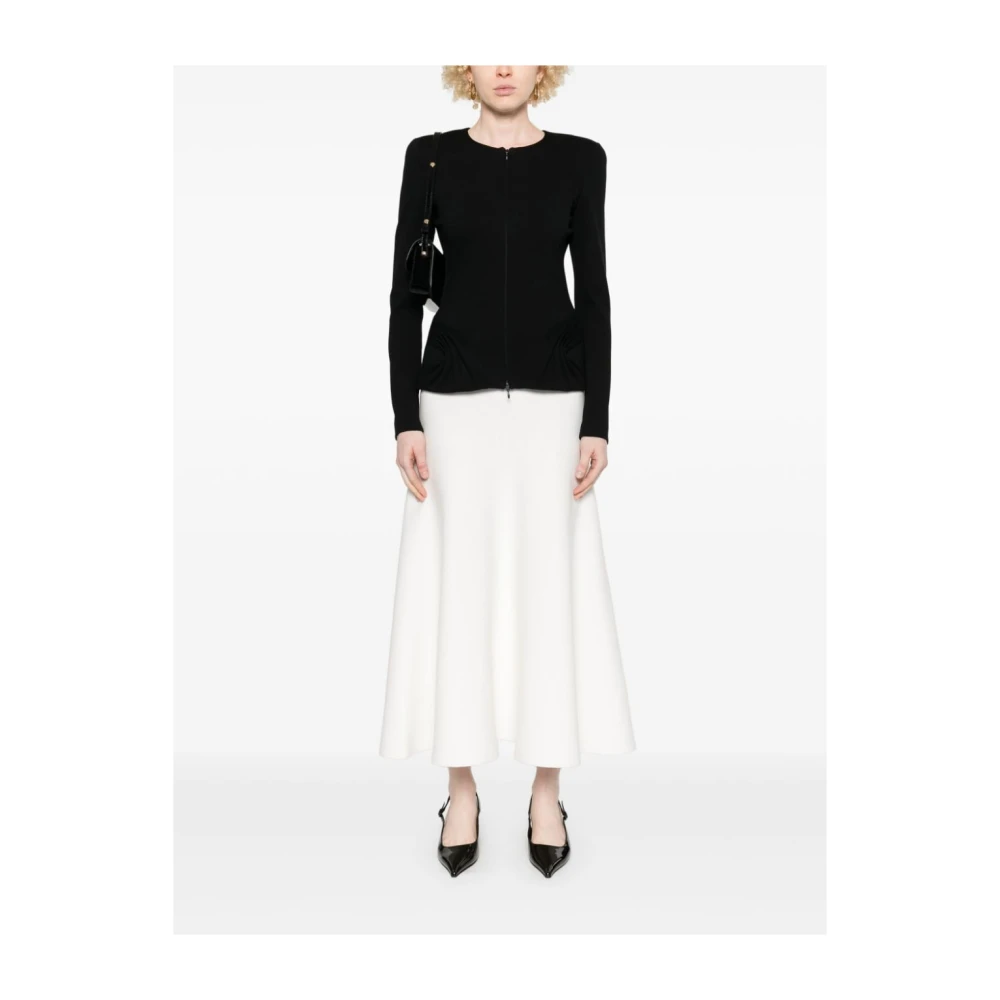 Emporio Armani Zwarte Jersey Ritsjas met Schoudervullingen Black Dames