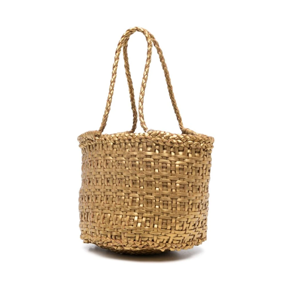 Dragon Diffusion Metallic Mand Weefsel Gevlochten Handvat Tas Yellow Dames