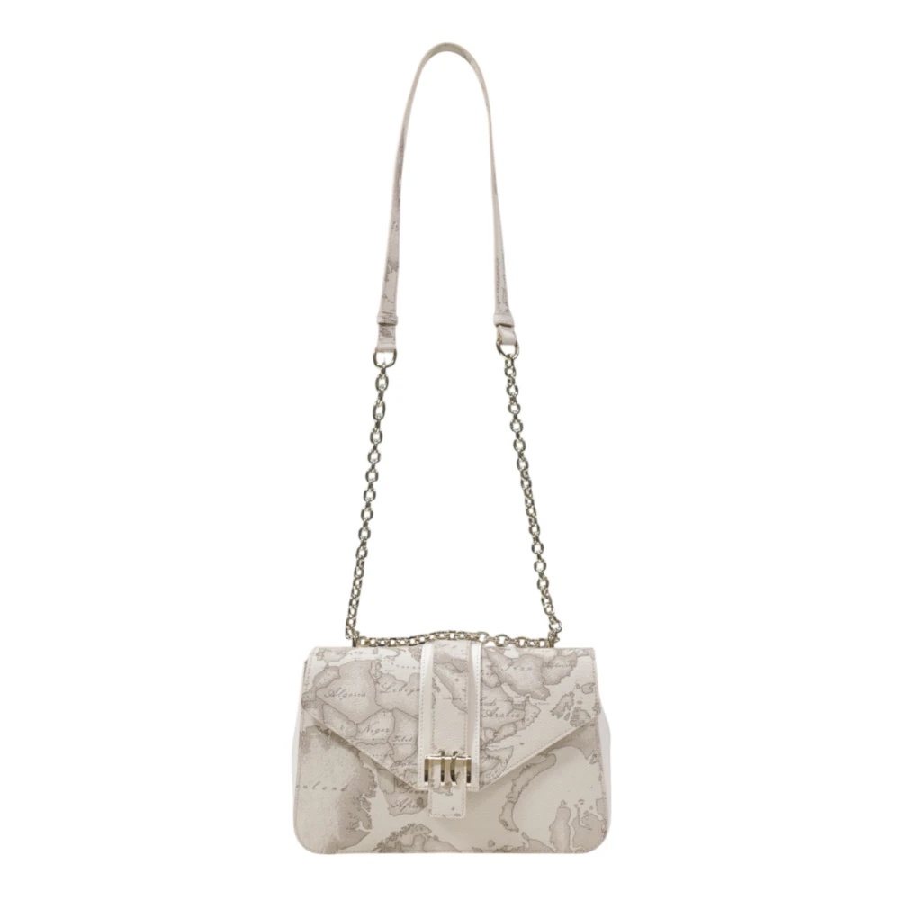 Alviero Martini 1a Classe Stijlvolle Schoudertas met Clip Sluiting Beige Dames