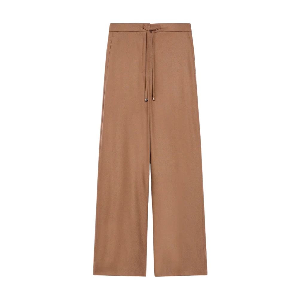 Max Mara Flanellen Joggingbroek Ruimvallend Brown Dames