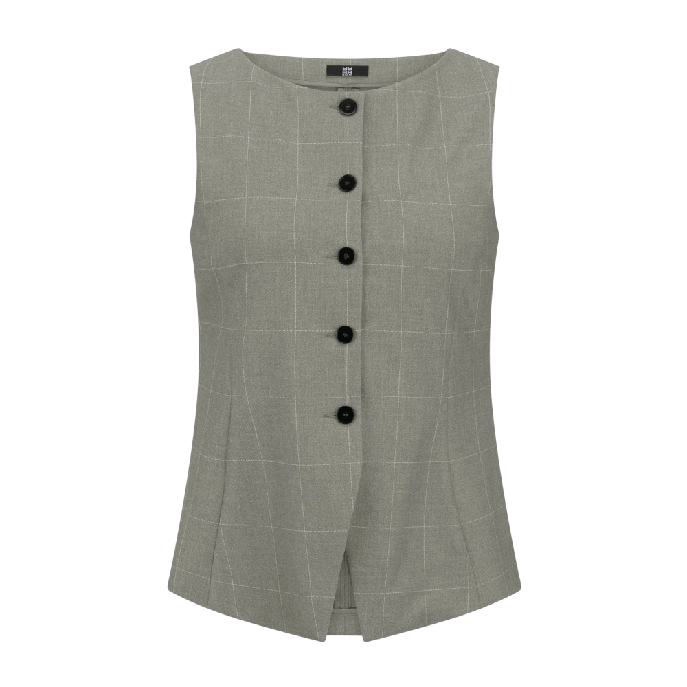 Riani Women's Gray Waistcoats, M, Waistcoat With Checked Pattern