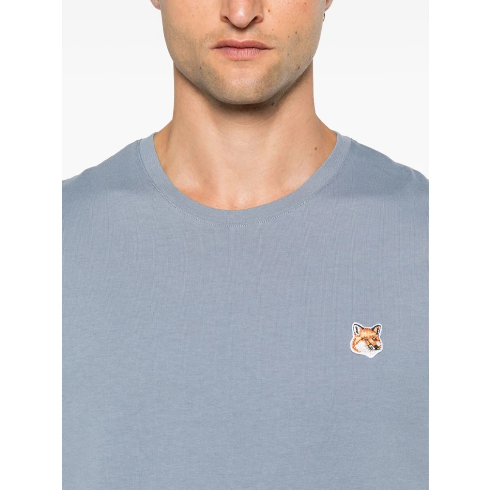 Maison Kitsuné Blauw Jersey Fox Patch T-shirt Blue Heren