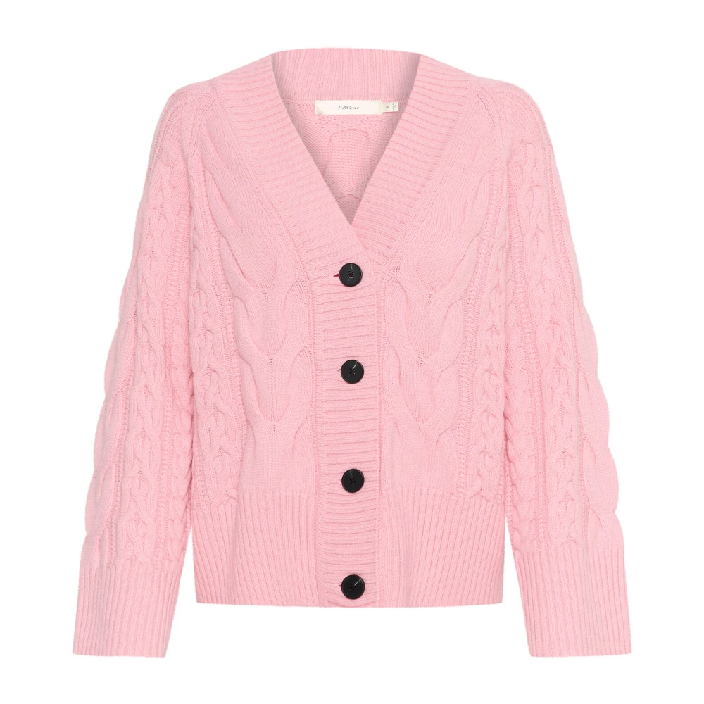 InWear Ljusrosa Kabel Cardigan Tröja Pink, Dam