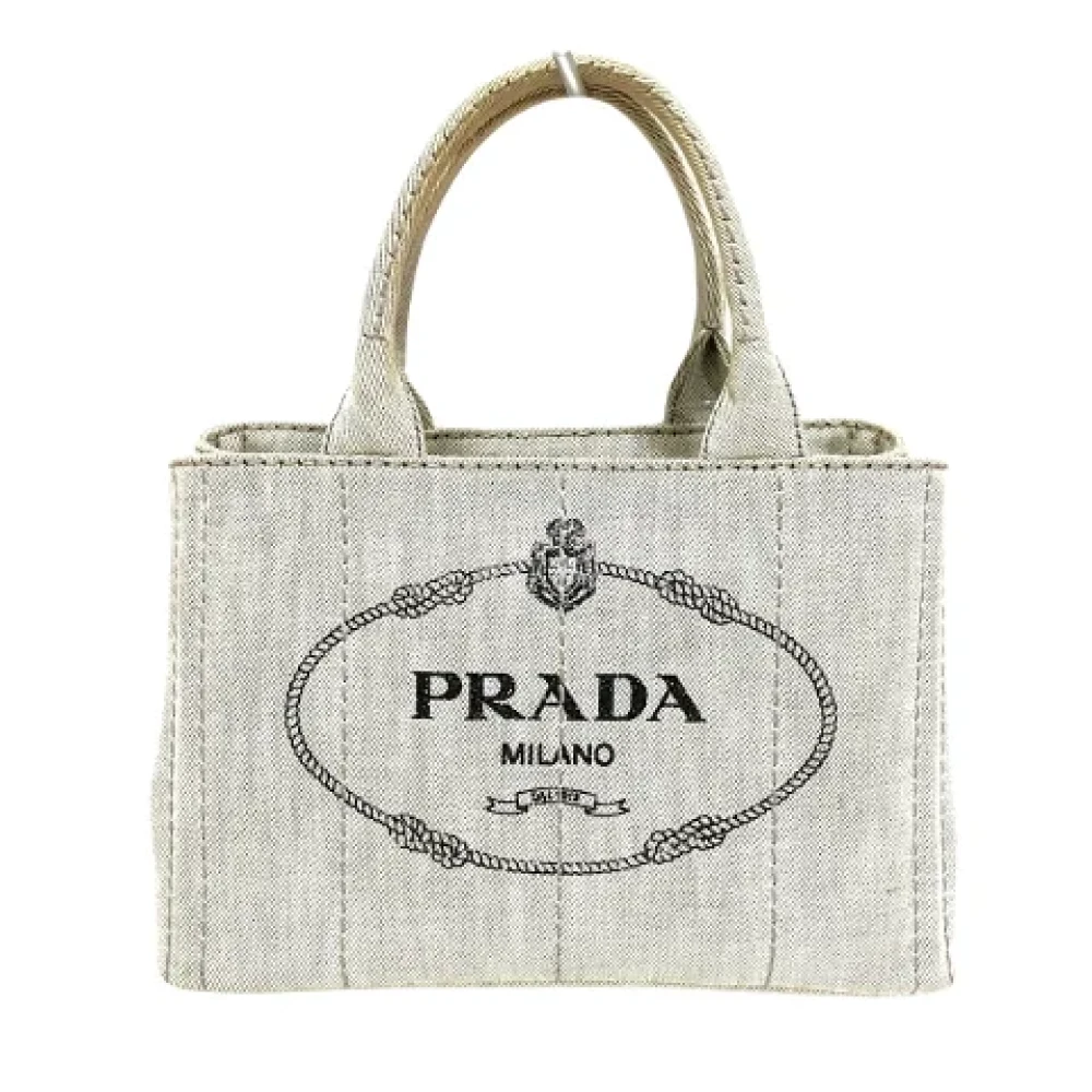 Prada Vintage Pre-owned Denim prada-bags Beige Dames