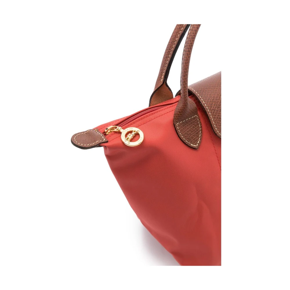 Longchamp Koraalrode Stoffen Leren Handtas Red Dames