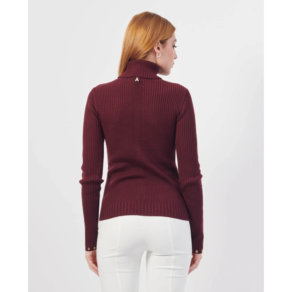 PATRIZIA PEPE Bordeaux Wollen Trui met Metalen Details Red Dames