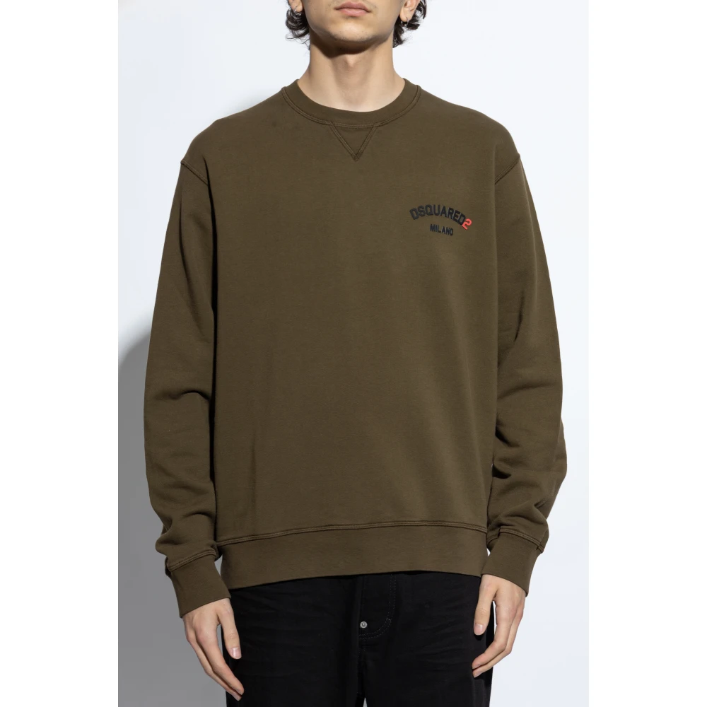 Dsquared2 Sweatshirt met reliëf logo Green Heren