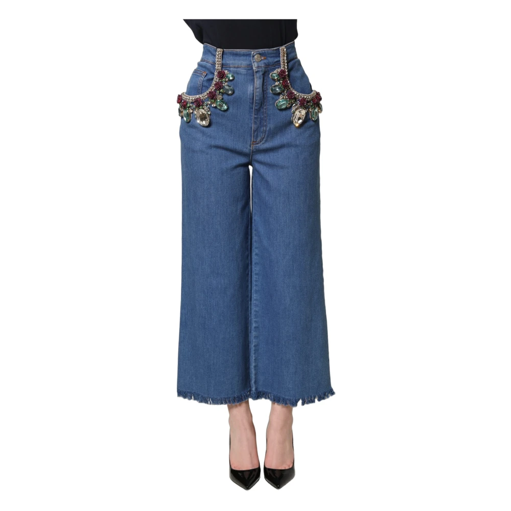 Dolce & Gabbana Women's Blue Cropped Jeans, 2XS, Wide Cropped Denim Jeans