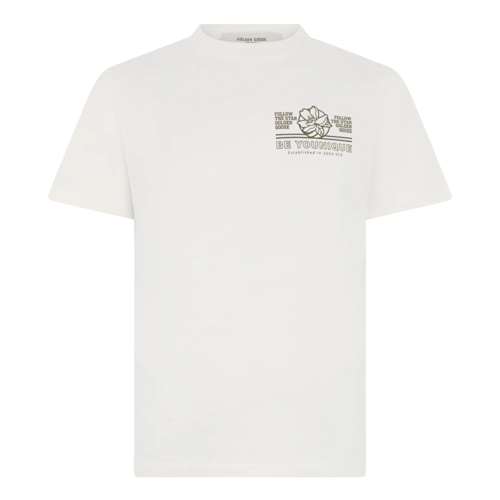 Golden Goose Women's White T-Shirts, L, Cotton Crew Neck T-Shirt