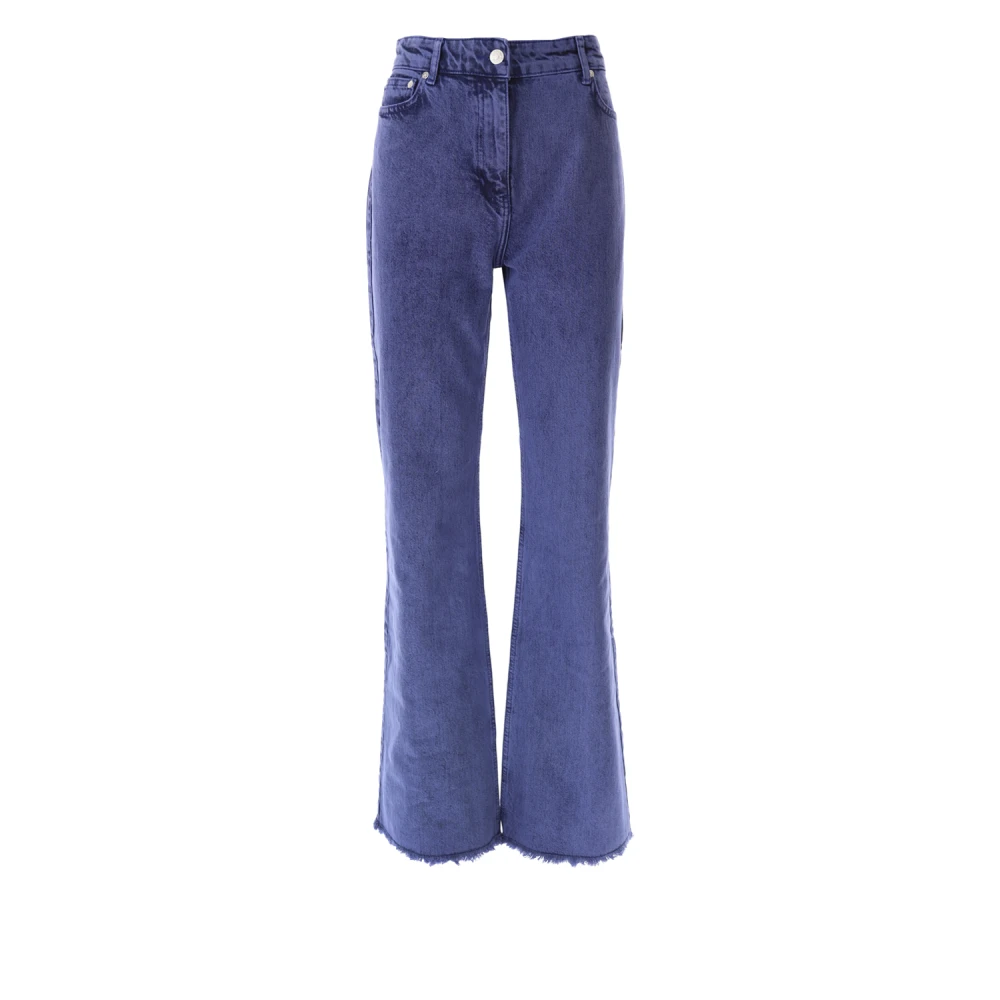 Moschino Blauwe Flare Jeans Met Rafelrand Blue Dames