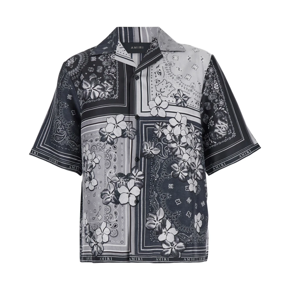 Amiri Bloemen Bandana Bowling Shirt Zwart Black Heren