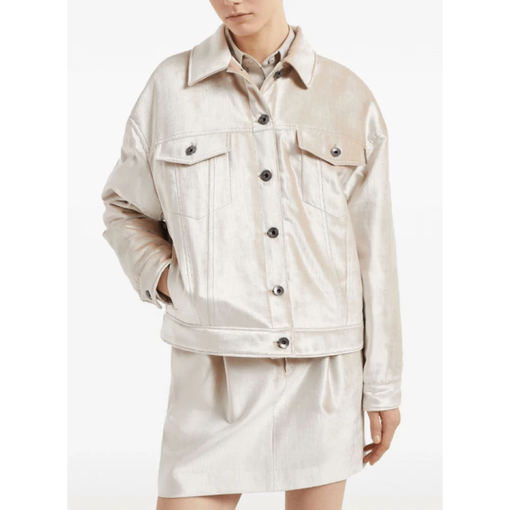 BRUNELLO CUCINELLI Geparelde Afwerking Gewatteerde Jas Beige Dames