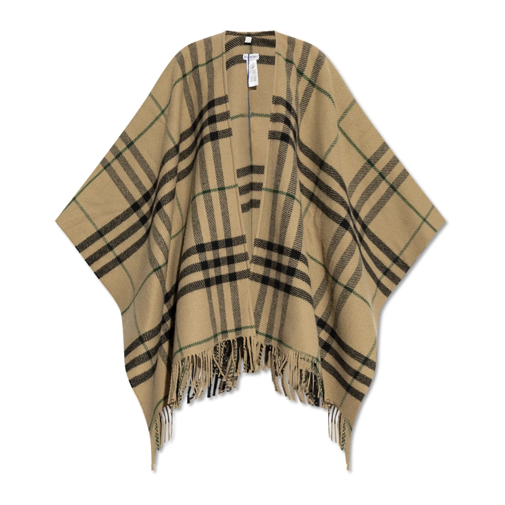 Burberry Poncho med fransar Beige, Dam