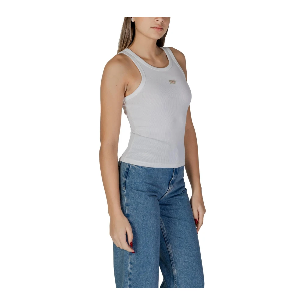 Calvin Klein Jeans Witte Geribbelde Tanktop White Dames