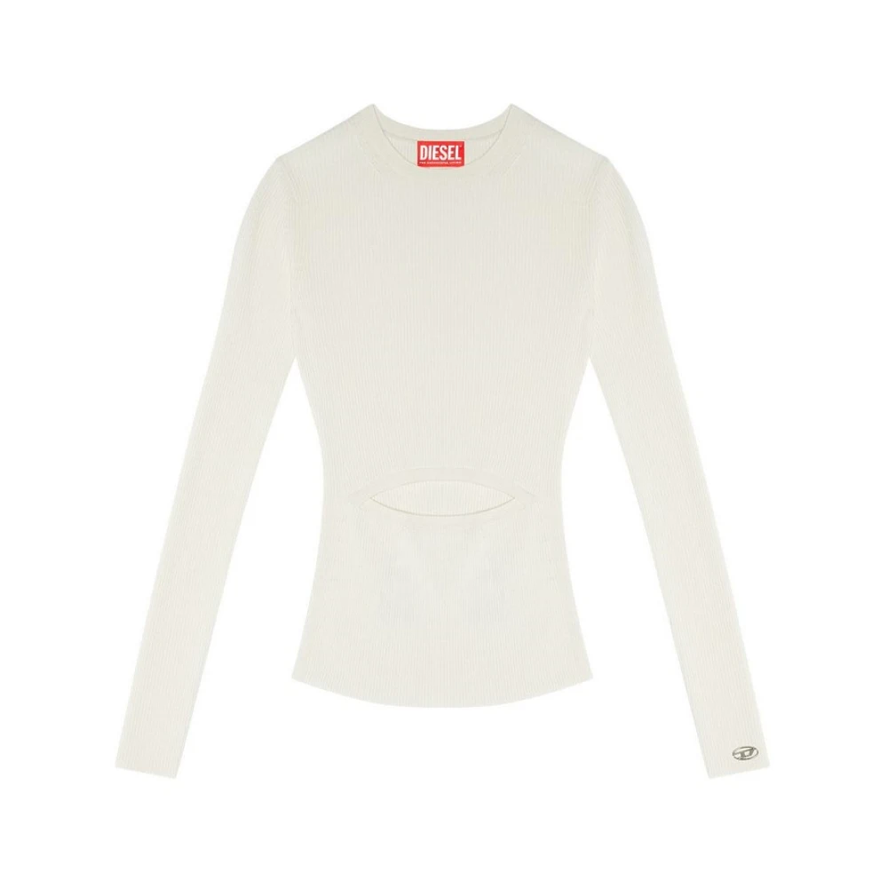 Diesel Women's White Round-Neck Knitwear, M, Round-Neck Knitwear