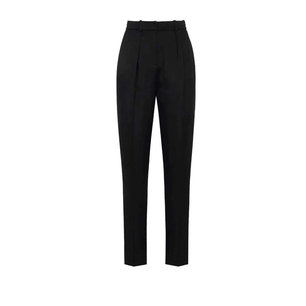 Elisabetta Franchi Hoge taille Viscose Satijnen Broek Black Dames