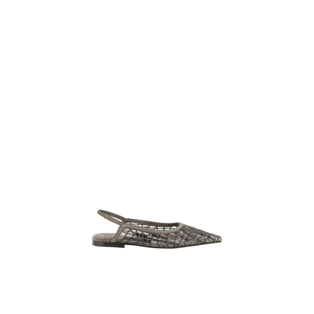 BRUNELLO CUCINELLI Grijze Geborduurde Slingback Ballerina's Gray Dames