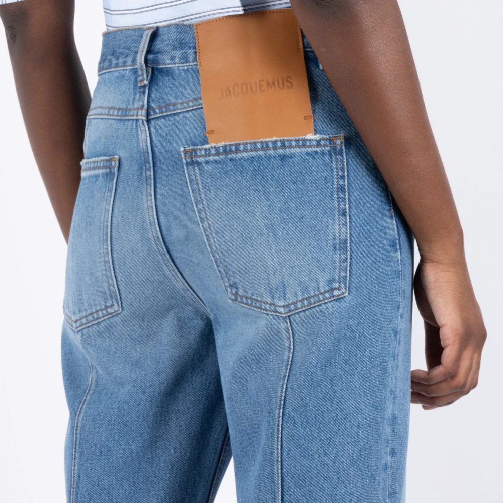 Jacquemus Hoge Taille Cropped Flare Jeans Blue Dames