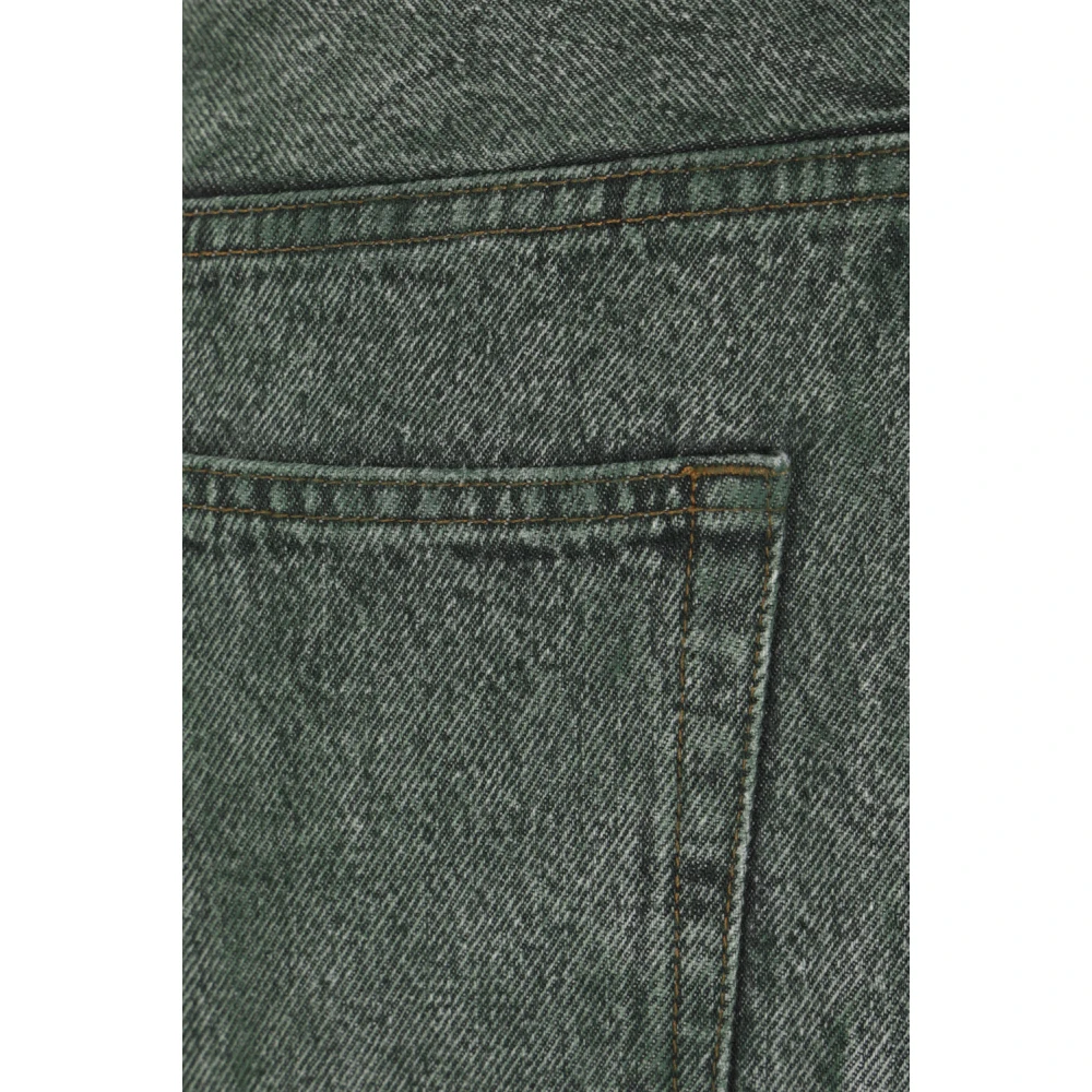 MM6 Maison Margiela Groene Loose-Fit Jeans met Wit Stiksel Green Dames