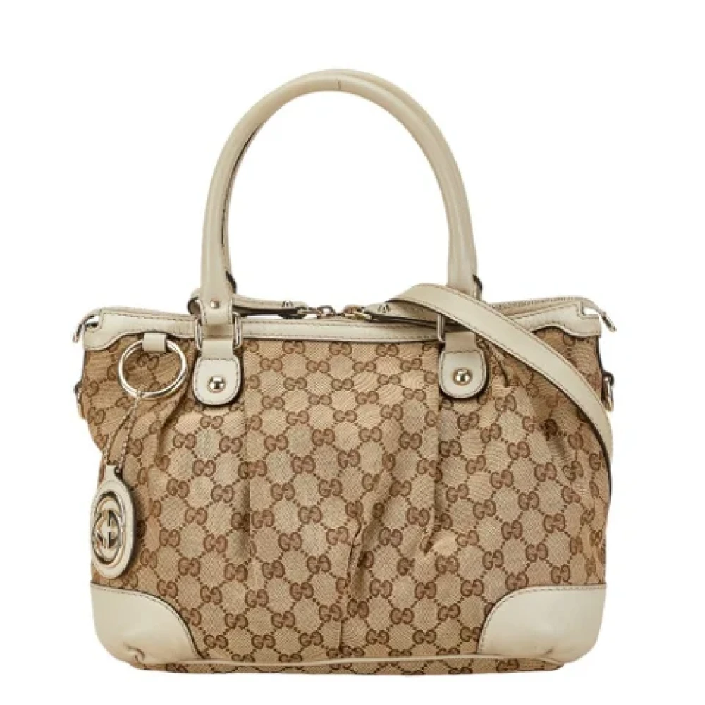 Gucci Vintage Pre-owned Canvas gucci-bags Beige Dames