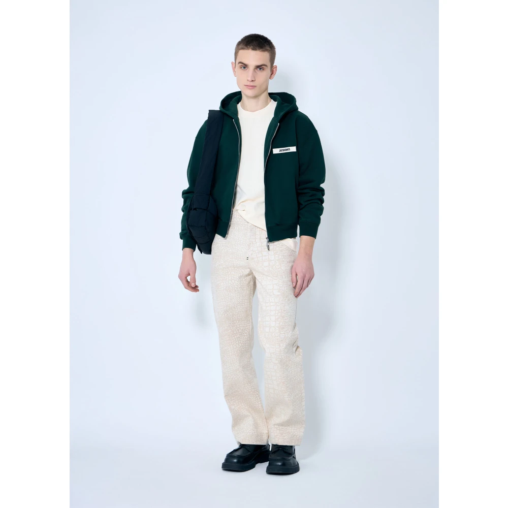Jacquemus Katoenen Krokodil-geëmbosseerde Straight-Leg Broek Beige Heren