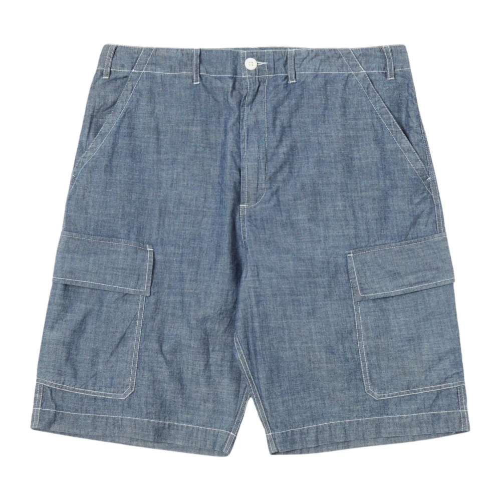 Universal Works Cargo Shorts Chambray Militaire Stijl Blue Heren