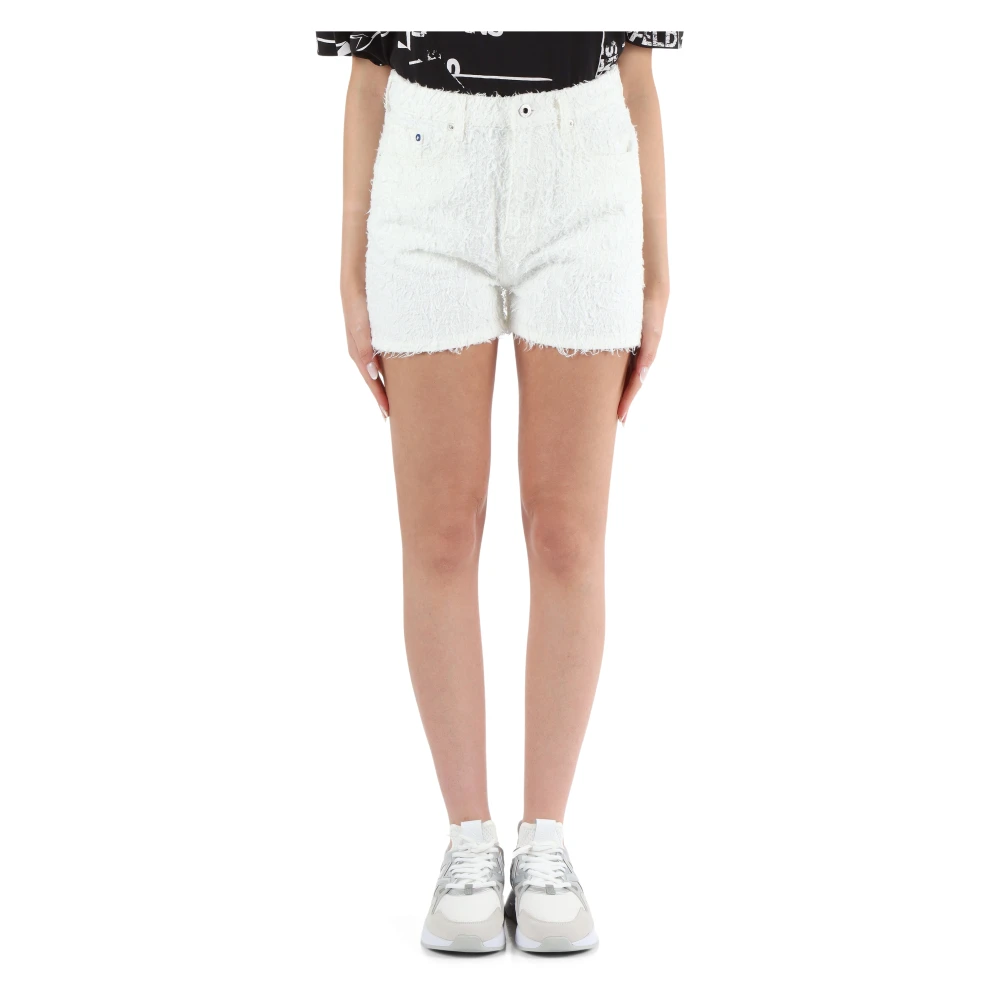 Karl Lagerfeld Katoen Bouclè Shorts White Dames
