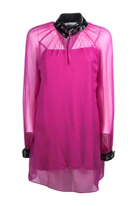 Fuchsia Bondage Silk Midi Klänning