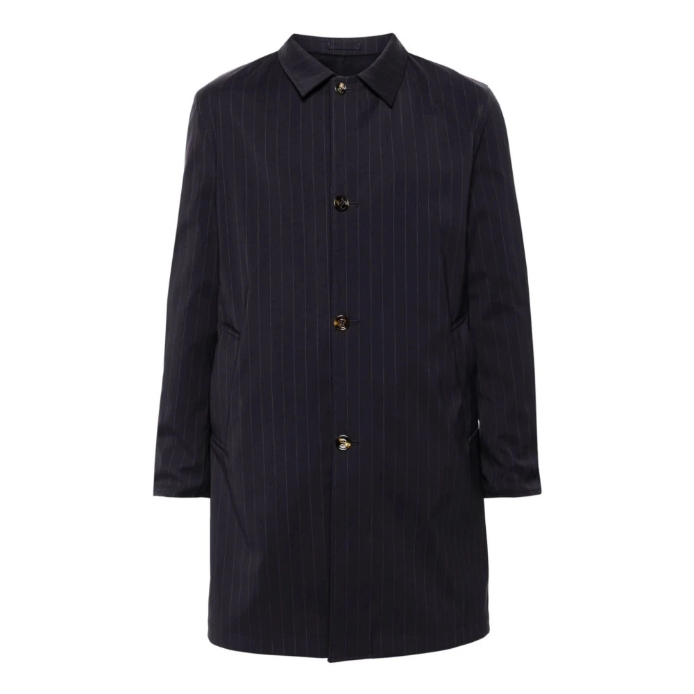 Kired Omkeerbare Blauwe Pinstripe Wollen Jas Blue Heren